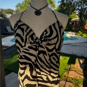 Victoria's Secret Black and Cream Halter Top